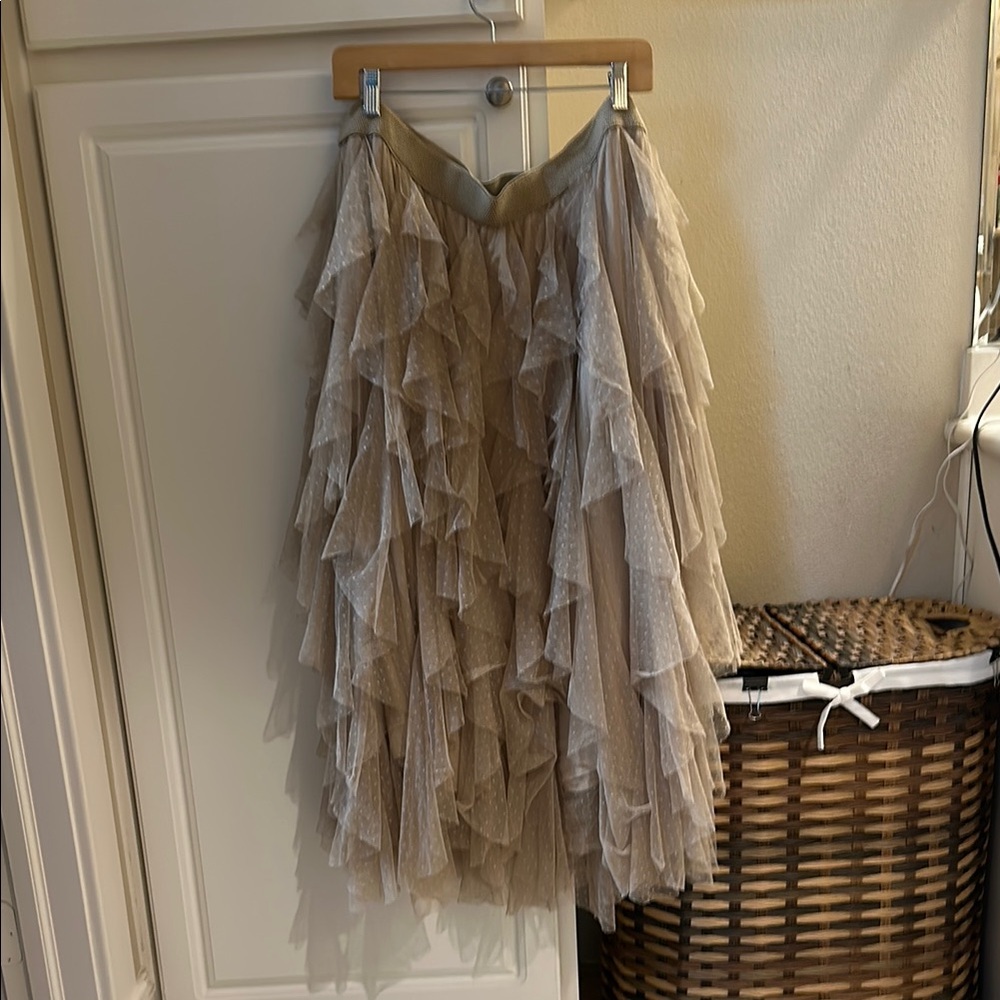 Elegant Layered Tan Skirt. Anthropologie.